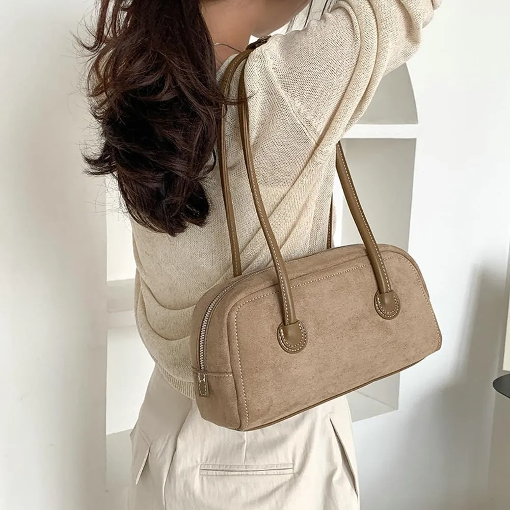 Suede Tote Bag Black Shoulder Bag Suede Purse Slouchy Bag Vintage Purse Work Bag Satchel Boston Bag Hand Bags for Women 2024