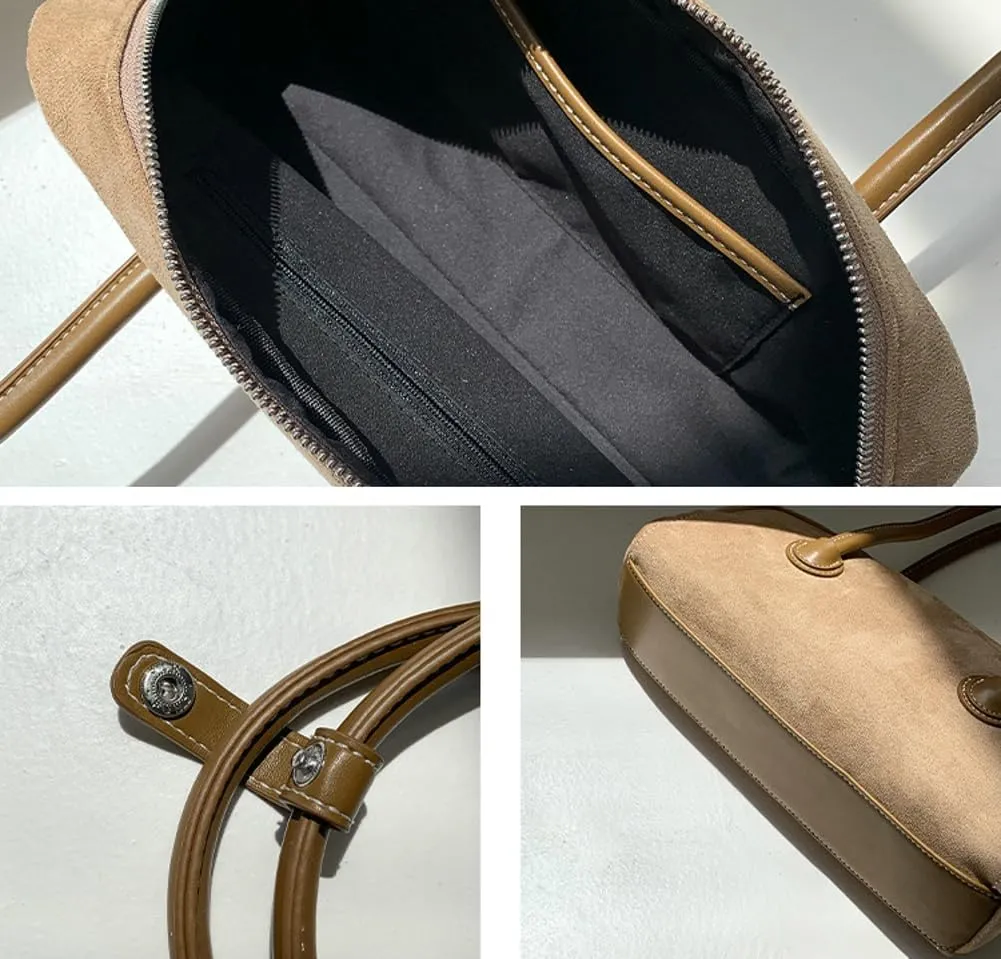 Suede Tote Bag Black Shoulder Bag Suede Purse Slouchy Bag Vintage Purse Work Bag Satchel Boston Bag Hand Bags for Women 2024