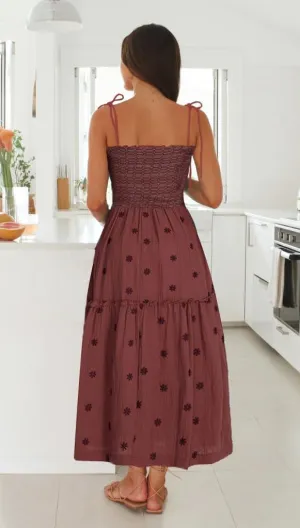 Summer Sundresses for Women 2024 Boho Embroidered Flroal Flowy Maxi Dress Spaghetti Strap Long Beach Vacation Dress