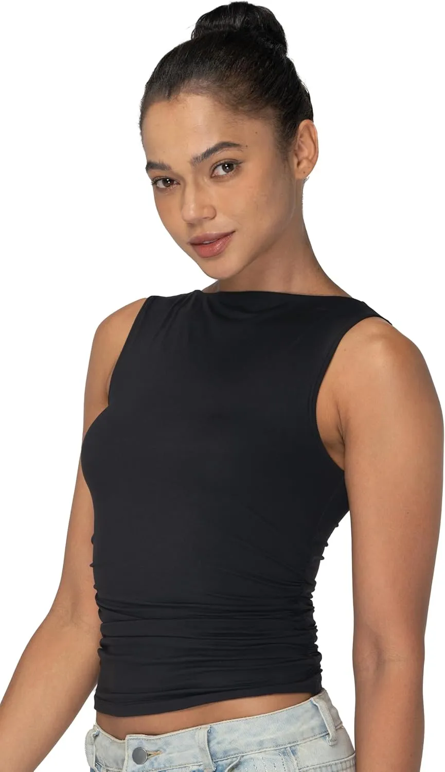 Sunzel Womens Tank Tops Summer Sleeveless Shirts Slim Fit Double Lined Basic Top