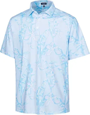 SURF CUZ Golf Shirt Moisture Wicking for Men Dry Fit Polo Shirts Short Sleeve Print Performance 4-Way Stretch