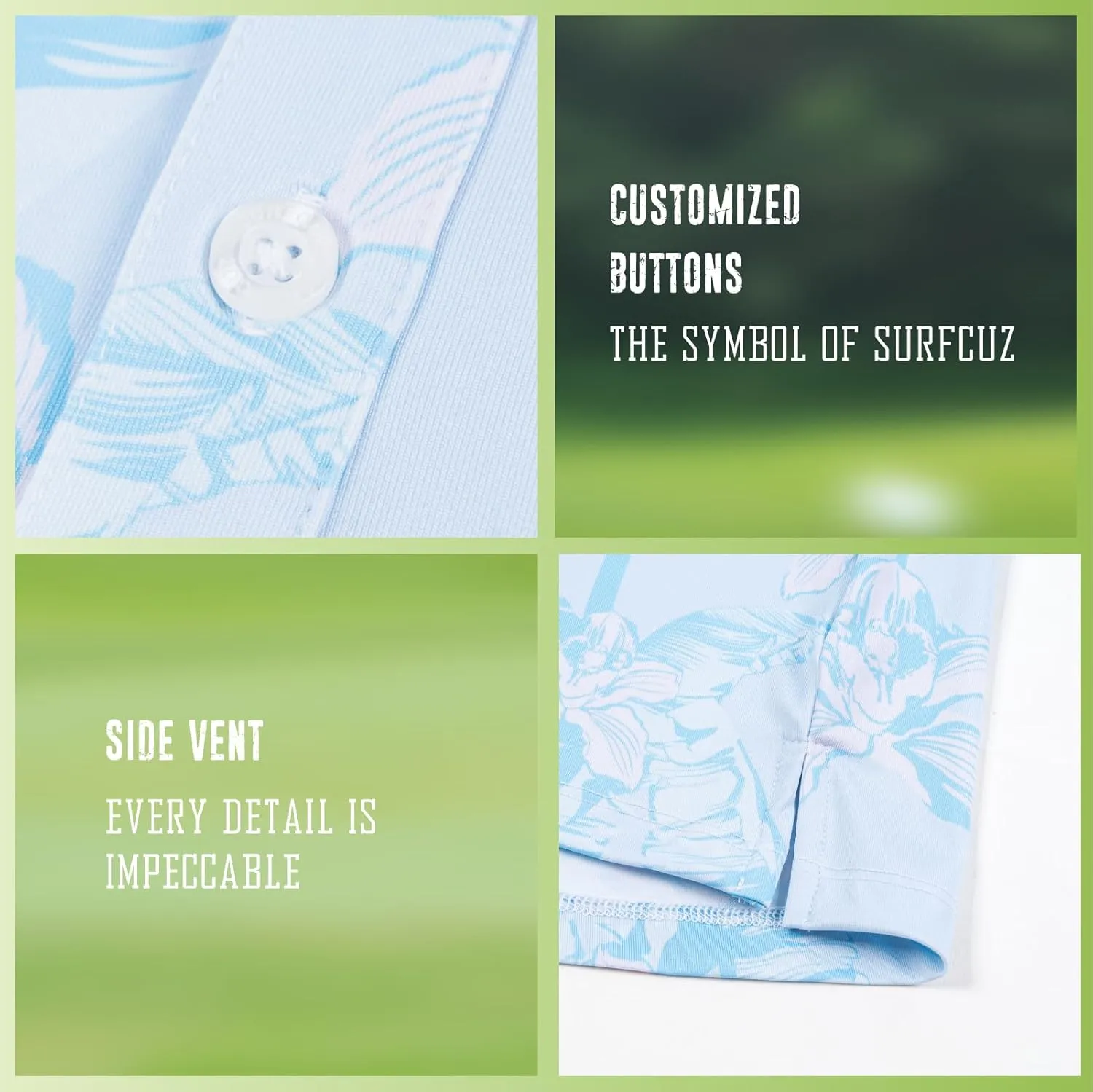 SURF CUZ Golf Shirt Moisture Wicking for Men Dry Fit Polo Shirts Short Sleeve Print Performance 4-Way Stretch