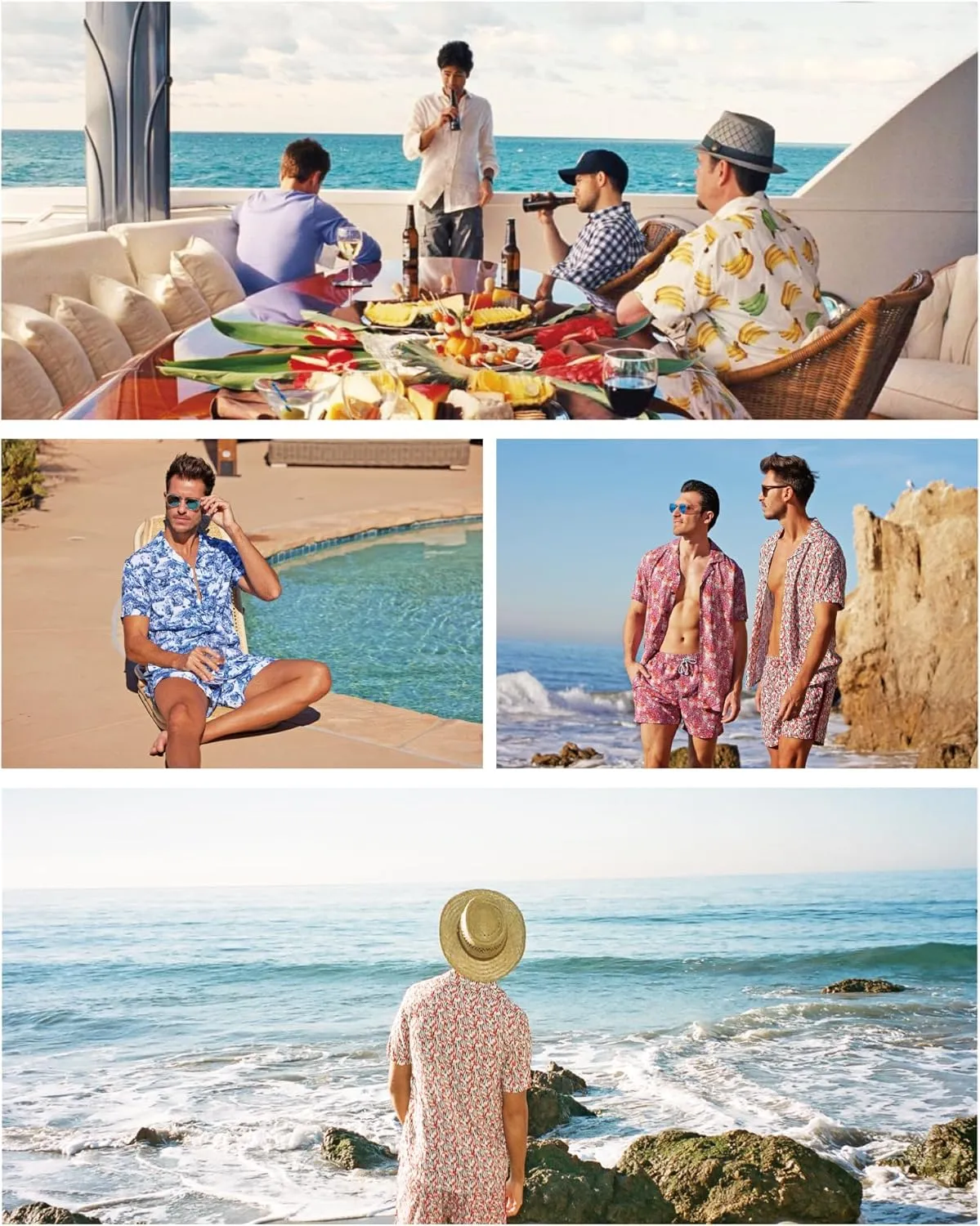 SURF CUZ Mens Casual Hawaiian Shirt Short Sleeve Stretch Button Down Quick Dry Beach Aloha Shirts