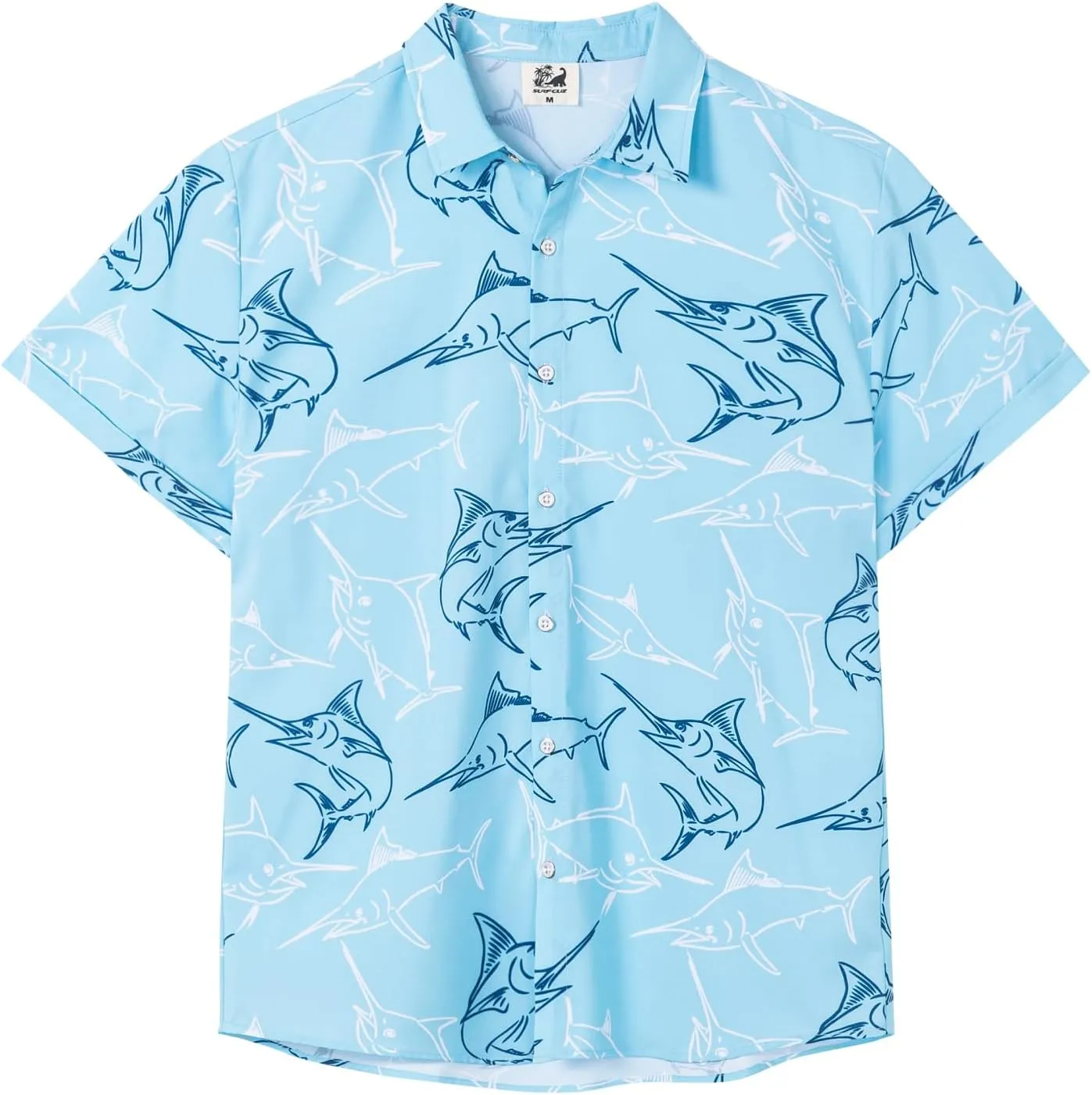 SURF CUZ Mens Casual Hawaiian Shirt Short Sleeve Stretch Button Down Quick Dry Beach Aloha Shirts