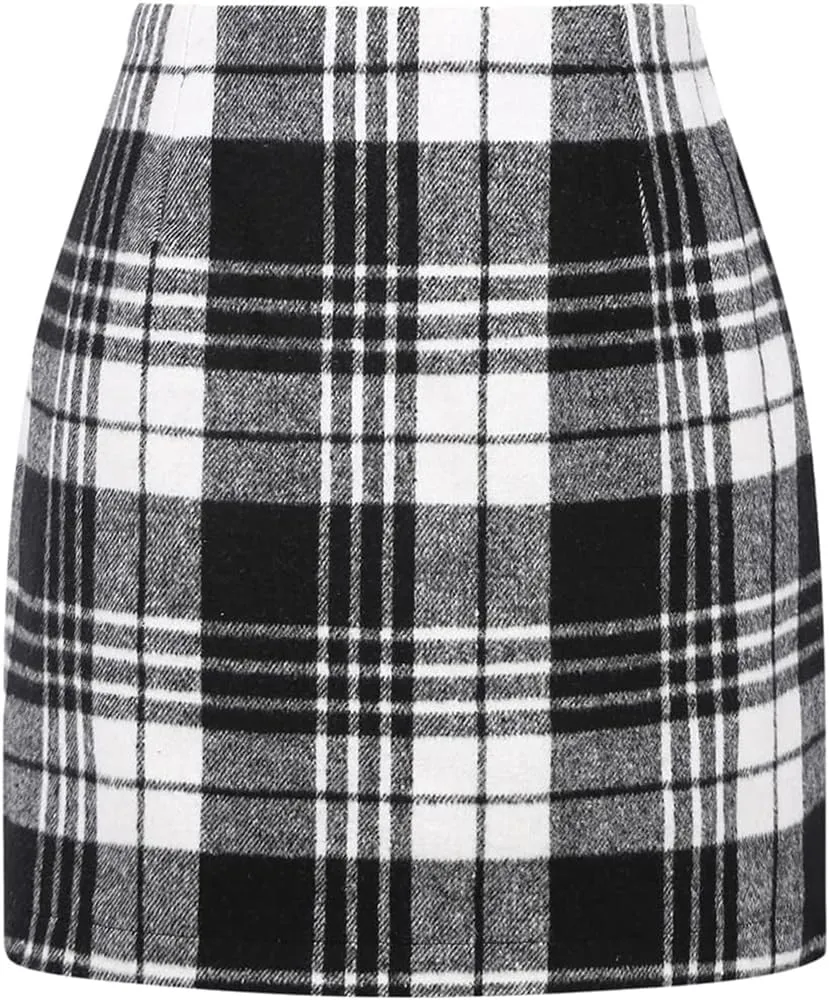 Sweater Dress for Women 2025 Mini Plaid Skirts for Women High Waisted Fall Winter Warm Pencil Short Stretchy Skirt