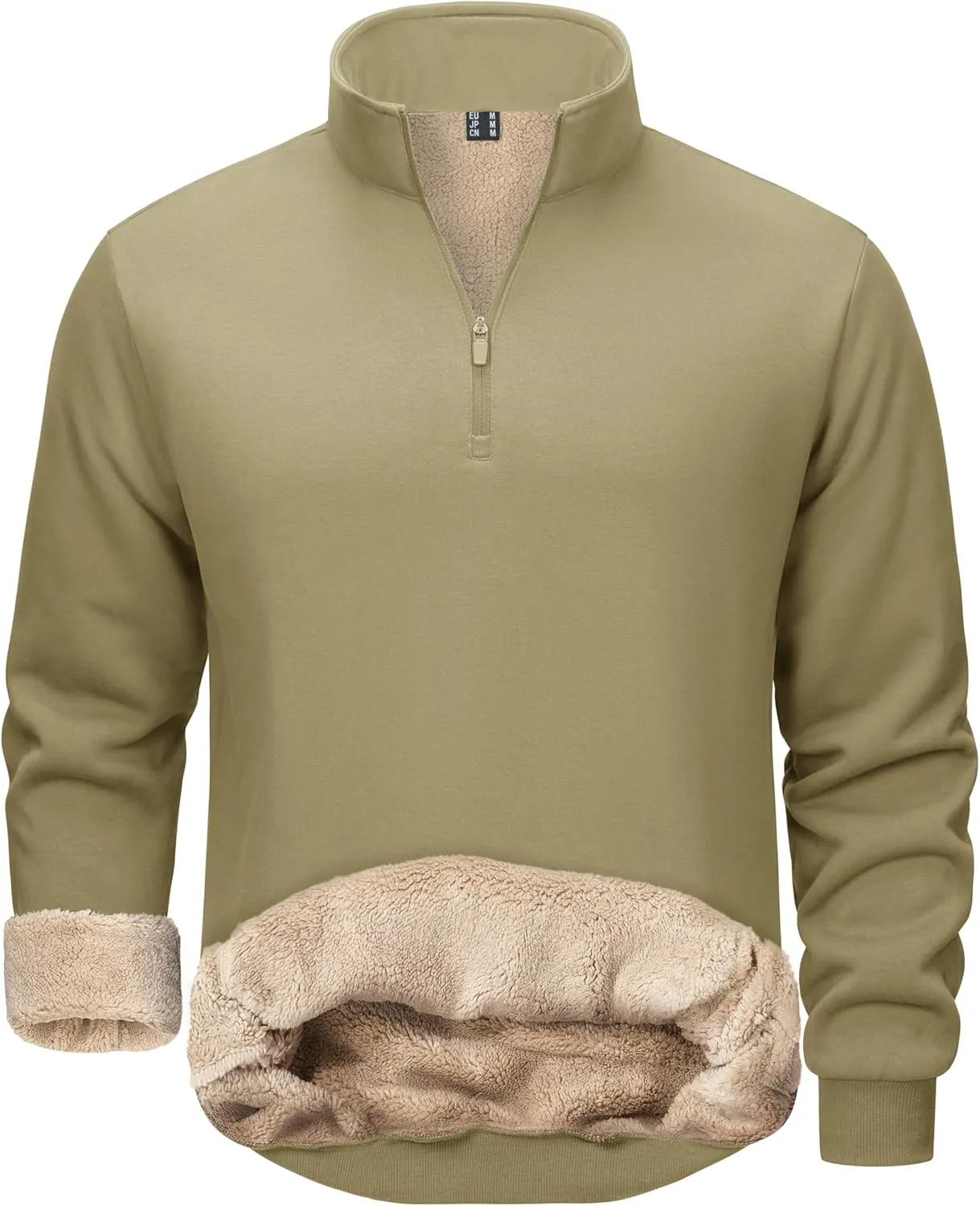 TACVASEN Men's Quarter Zip Sweatshirt Sherpa Lined Fleece Zipper Pullover Heavyweight Winter Warm Cotton Sweater