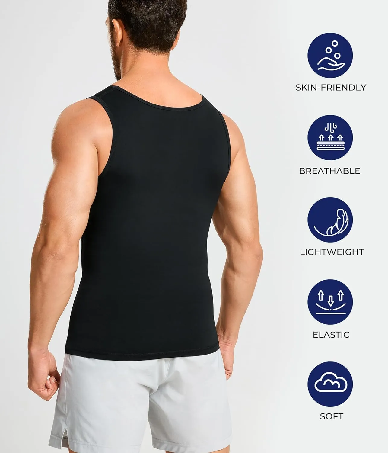 TAILONG Compression Shirts for Men Slimming Body Shaper Vest Tank Top Undershirt Tummy Control Shapewear