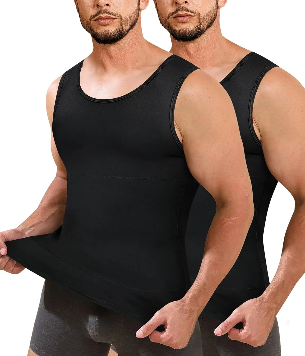 TAILONG Compression Shirts for Men Slimming Body Shaper Vest Tank Top Undershirt Tummy Control Shapewear