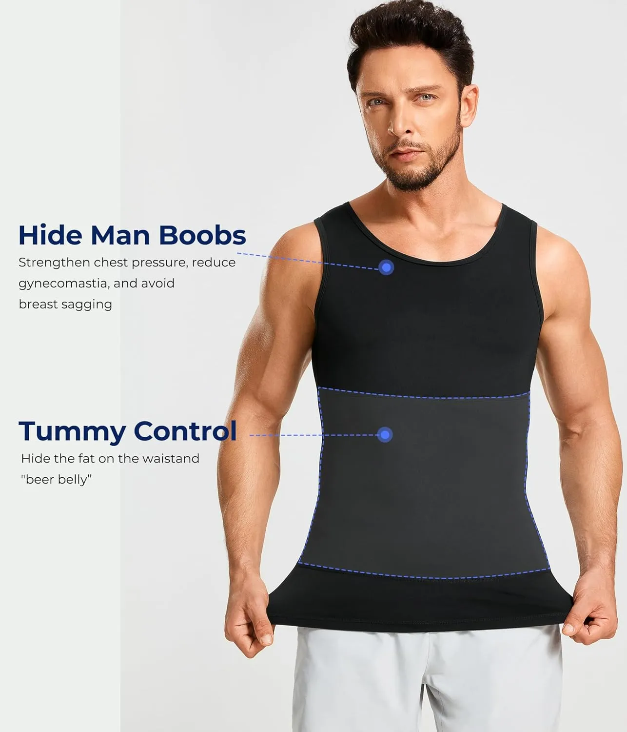 TAILONG Compression Shirts for Men Slimming Body Shaper Vest Tank Top Undershirt Tummy Control Shapewear