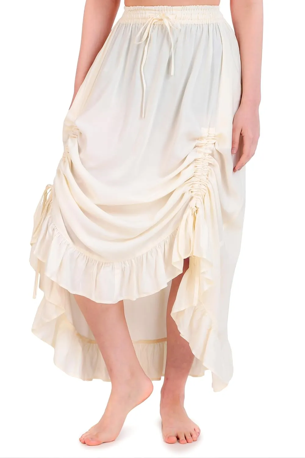 ThePirateDressing Womens Boho Gypsy Long Maxi Victorian Renaissance Pirate Peasant High-Low Flare Skirt