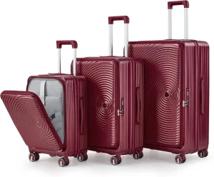 Three-Piece Luggage Set for Travel Comfort, Lightweight and Secure with Spinner Wheels, Wine Red