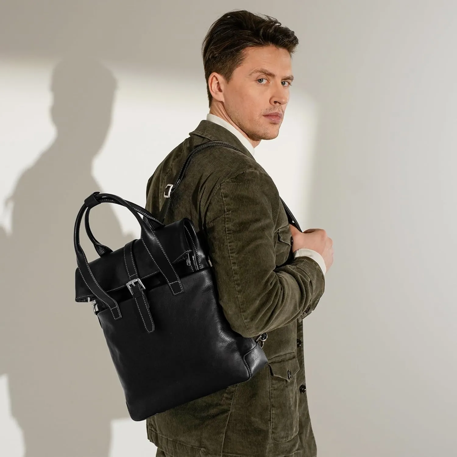 Time Resistance Leather Backpack - Business and Casual Backpack - Real Leather Backpack Made in Italy