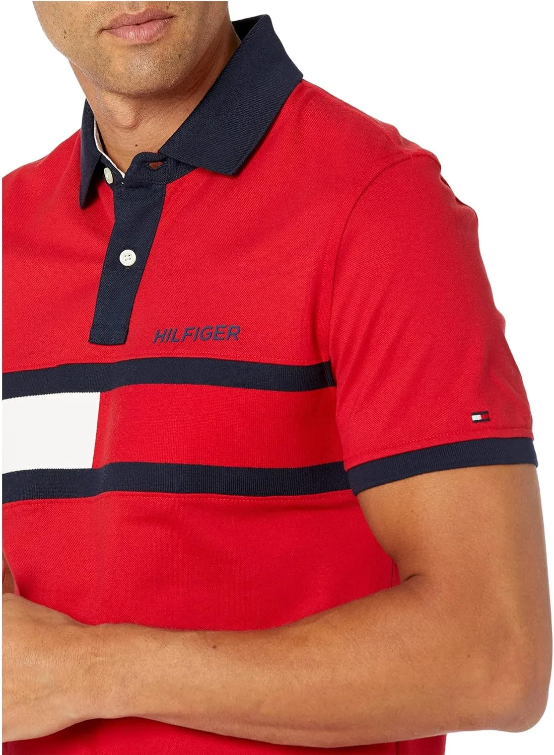 Tommy Hilfiger Men's Short Sleeve Cotton Pique Flag Polo in Regular Fit