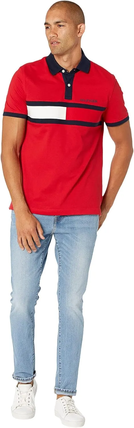 Tommy Hilfiger Men's Short Sleeve Cotton Pique Flag Polo in Regular Fit