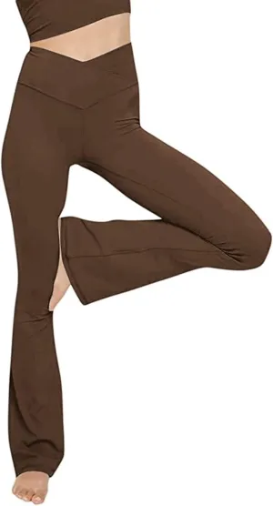 TOPYOGAS Women's Casual Bootleg Yoga Pants V Crossover High Waisted Flare Workout Pants Leggings