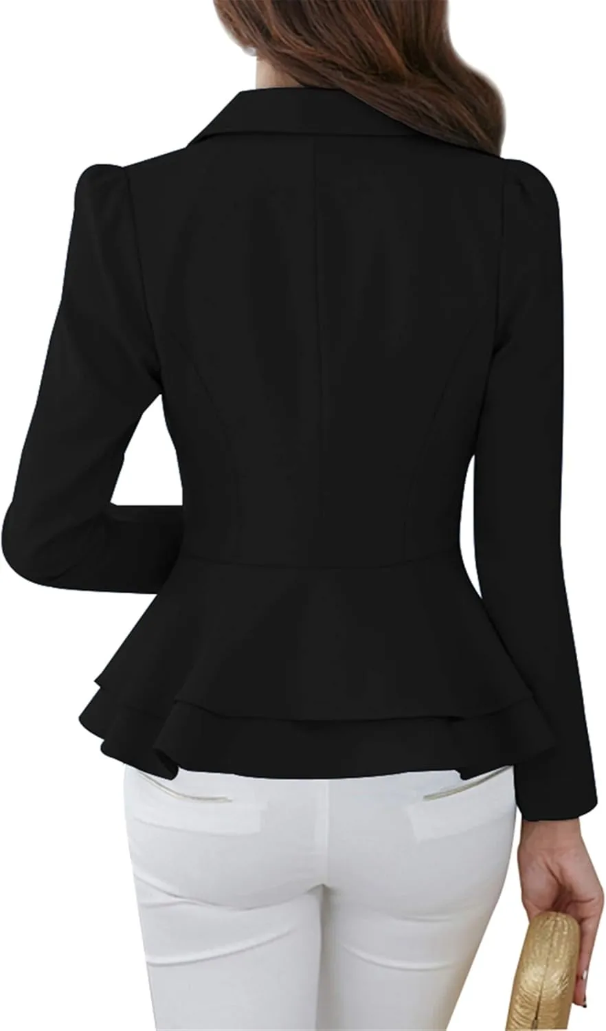 TYQQU Women's Work Office Button Down Blazer Business Loose Fit Long Sleeve Blazer