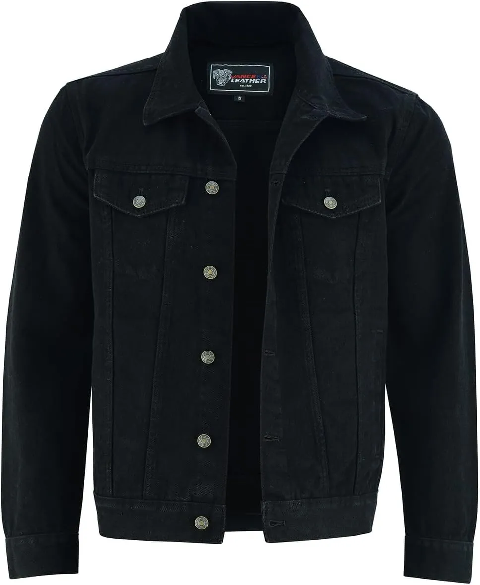 Vance Men's Heavy Duty Trucker Denim Button Front Motorcycle Jacket