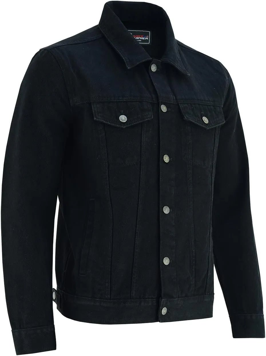 Vance Men's Heavy Duty Trucker Denim Button Front Motorcycle Jacket
