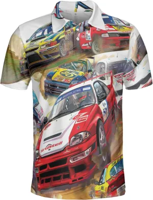 Vehicle Polo Shirts for Men - Car Racing Men's Regular Fit Quick Dry Golf Polo Shirt Series 12