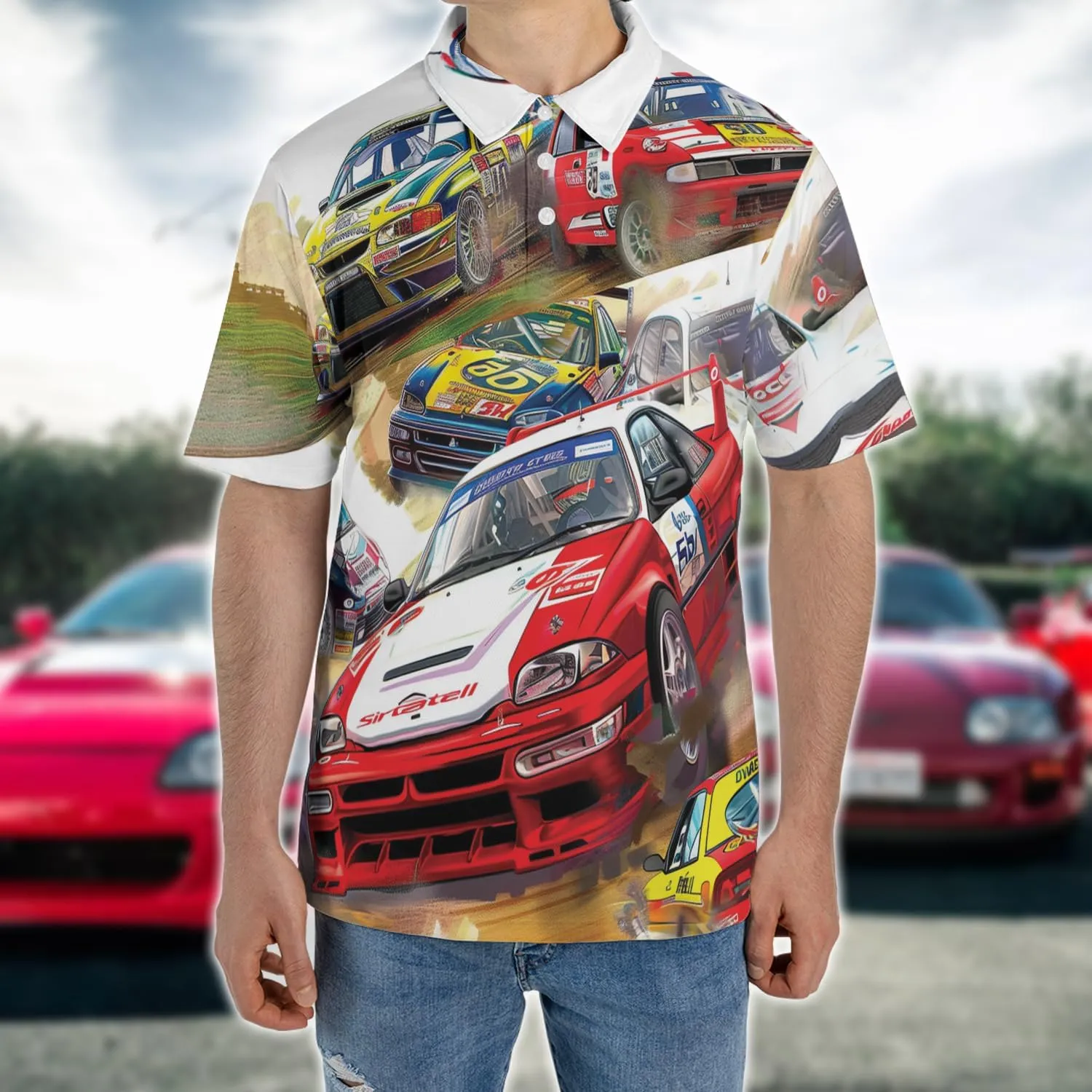 Vehicle Polo Shirts for Men - Car Racing Men's Regular Fit Quick Dry Golf Polo Shirt Series 12