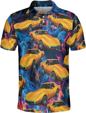 Vehicle Polo Shirts for Men - Car Racing Men's Regular Fit Quick Dry Golf Polo Shirt Series 12