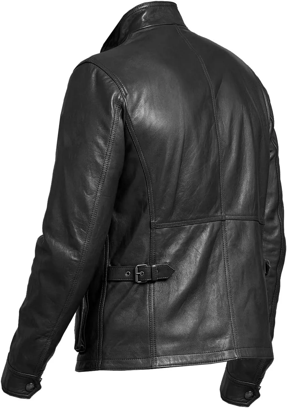 Ventro Black Mens Real Lambskin Military Leather Jacket Patch Pocket