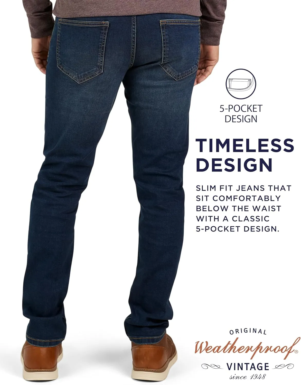 Weatherproof Vintage Mens Jeans Slim Fit - Super-Soft Slim Fit Jeans for Men | Men's Stretch Jean