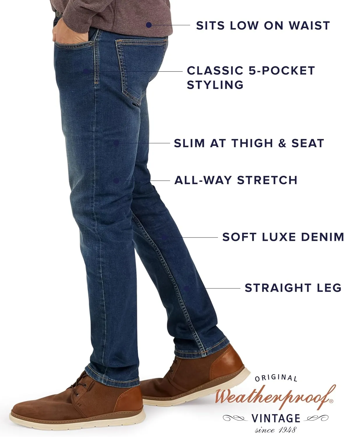 Weatherproof Vintage Mens Jeans Slim Fit - Super-Soft Slim Fit Jeans for Men | Men's Stretch Jean