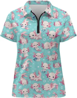 WELLFLYHOM Golf Shirts Short Sleeve Tennis Tops for Women Golf Top 1/4 Zip Workout Sport T-Shirt