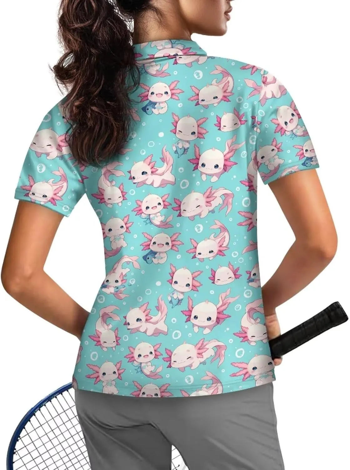 WELLFLYHOM Golf Shirts Short Sleeve Tennis Tops for Women Golf Top 1/4 Zip Workout Sport T-Shirt