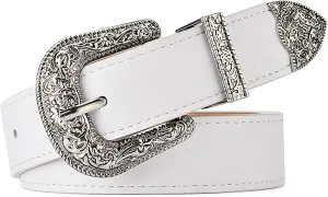 Western Belt for Women Men Cowboys Cowgirls Carving Buckles Belts for Jeans Pants