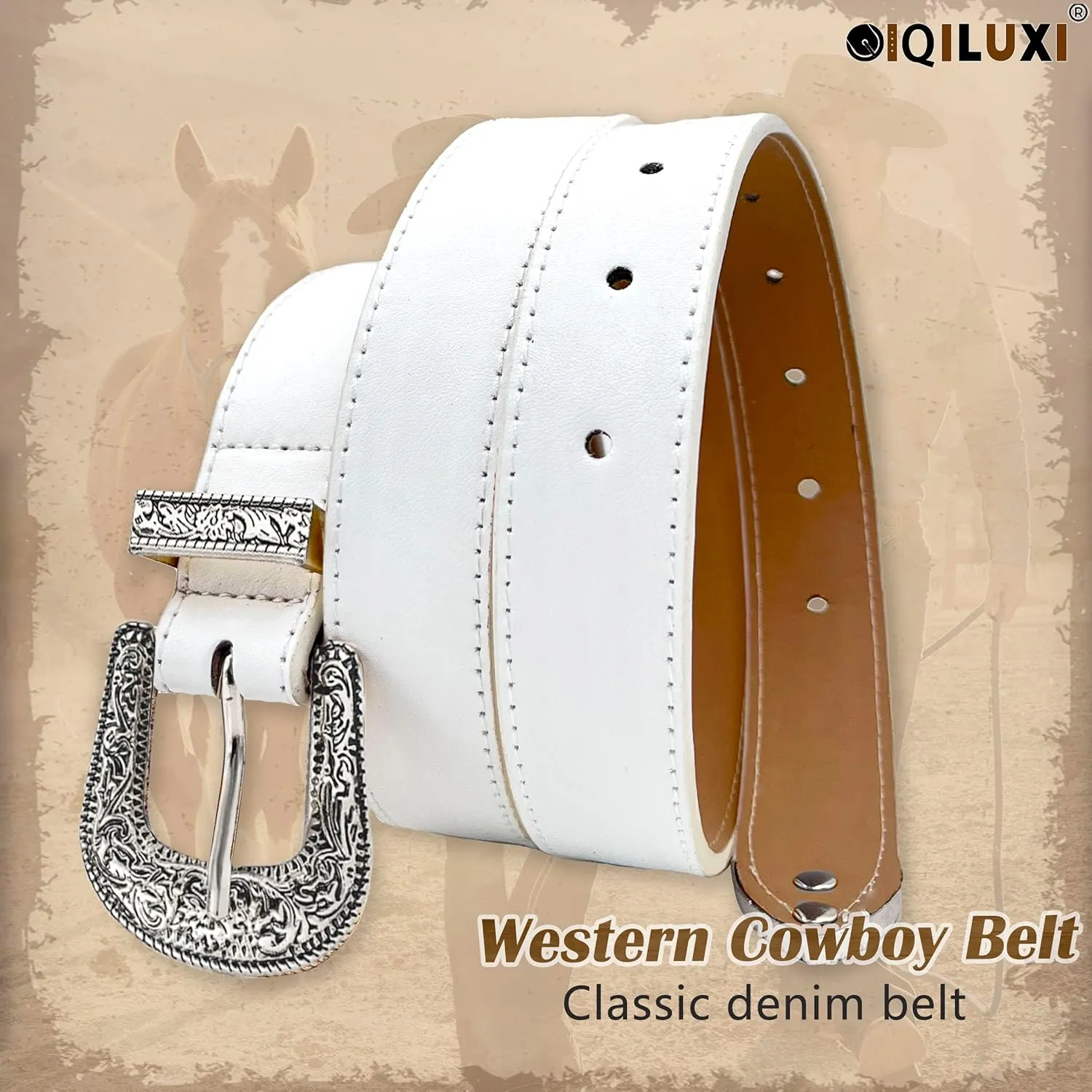 Western Belt for Women Men Cowboys Cowgirls Carving Buckles Belts for Jeans Pants