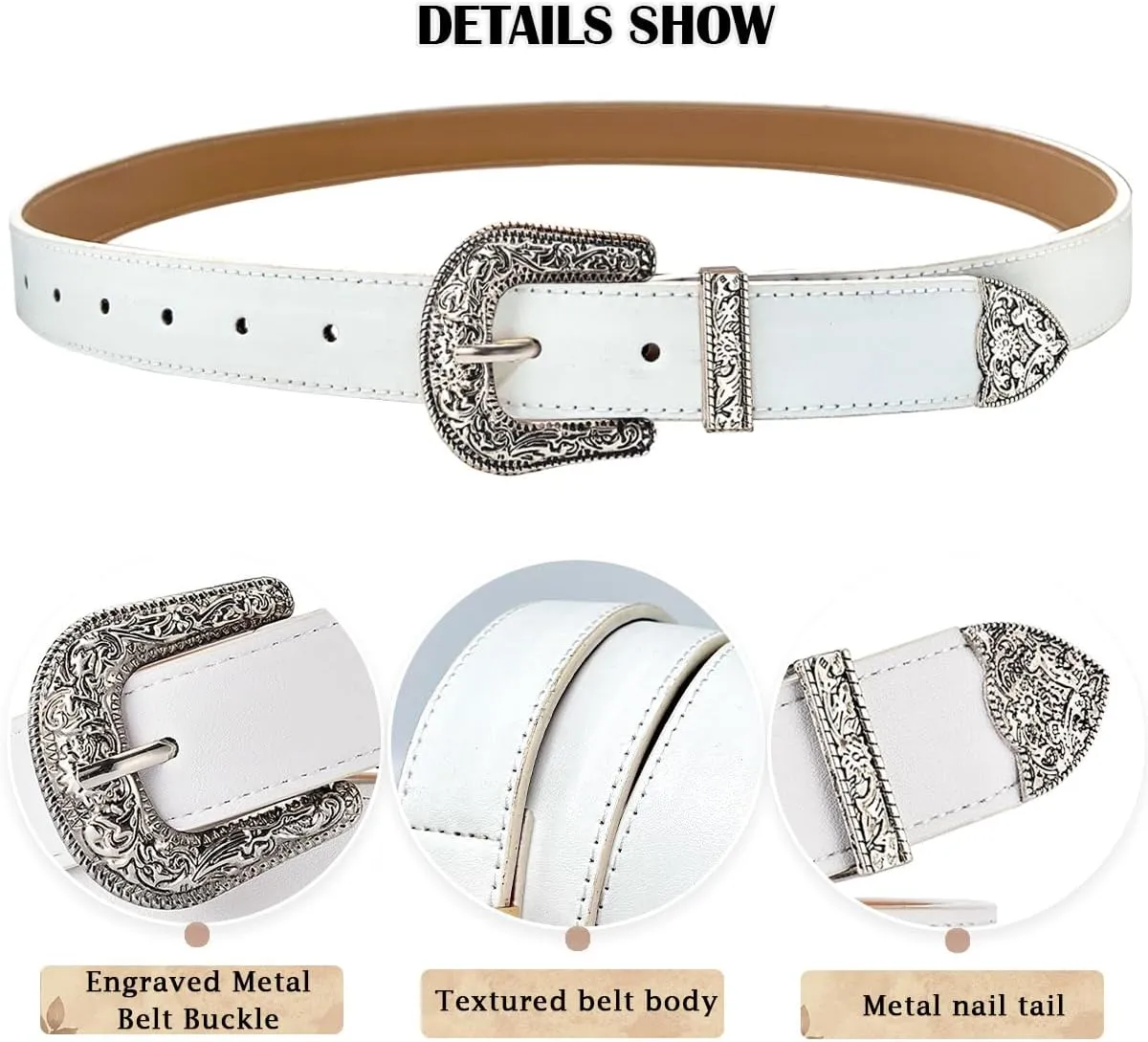 Western Belt for Women Men Cowboys Cowgirls Carving Buckles Belts for Jeans Pants