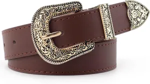 Western Belt for Women Men Cowboys Cowgirls Carving Buckles Belts for Jeans Pants