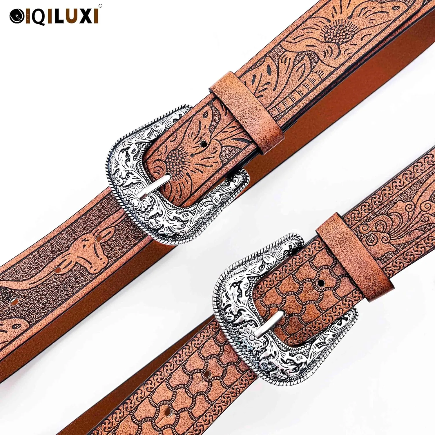 Western Belt for Women Men Cowboys Cowgirls Carving Buckles Belts for Jeans Pants