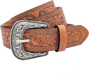 Western Belt for Women Men Cowboys Cowgirls Carving Buckles Belts for Jeans Pants