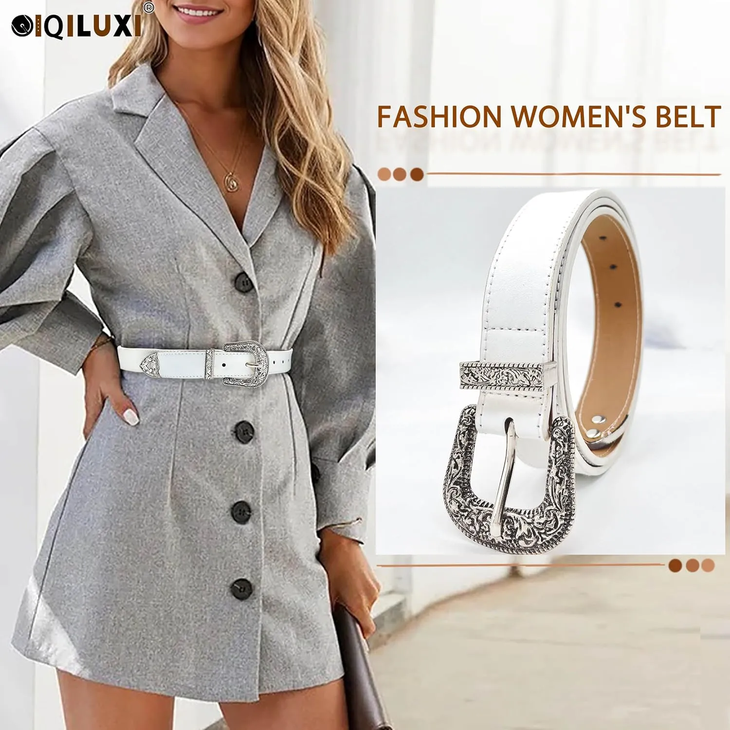 Western Belt for Women Men Cowboys Cowgirls Carving Buckles Belts for Jeans Pants