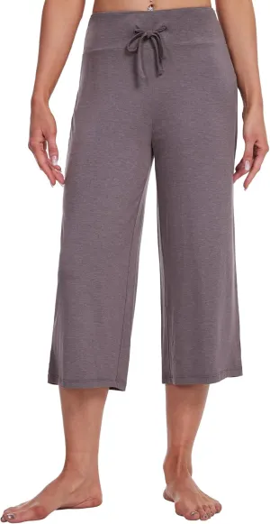 WiWi Women's Capri Pajama Pants Viscose from Bamboo Lounge Casual Bottoms Capris with Drawstring S-XXL