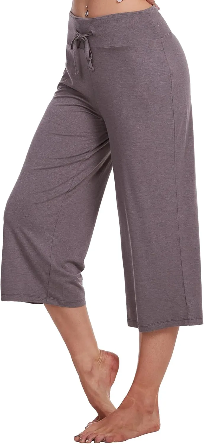 WiWi Women's Capri Pajama Pants Viscose from Bamboo Lounge Casual Bottoms Capris with Drawstring S-XXL