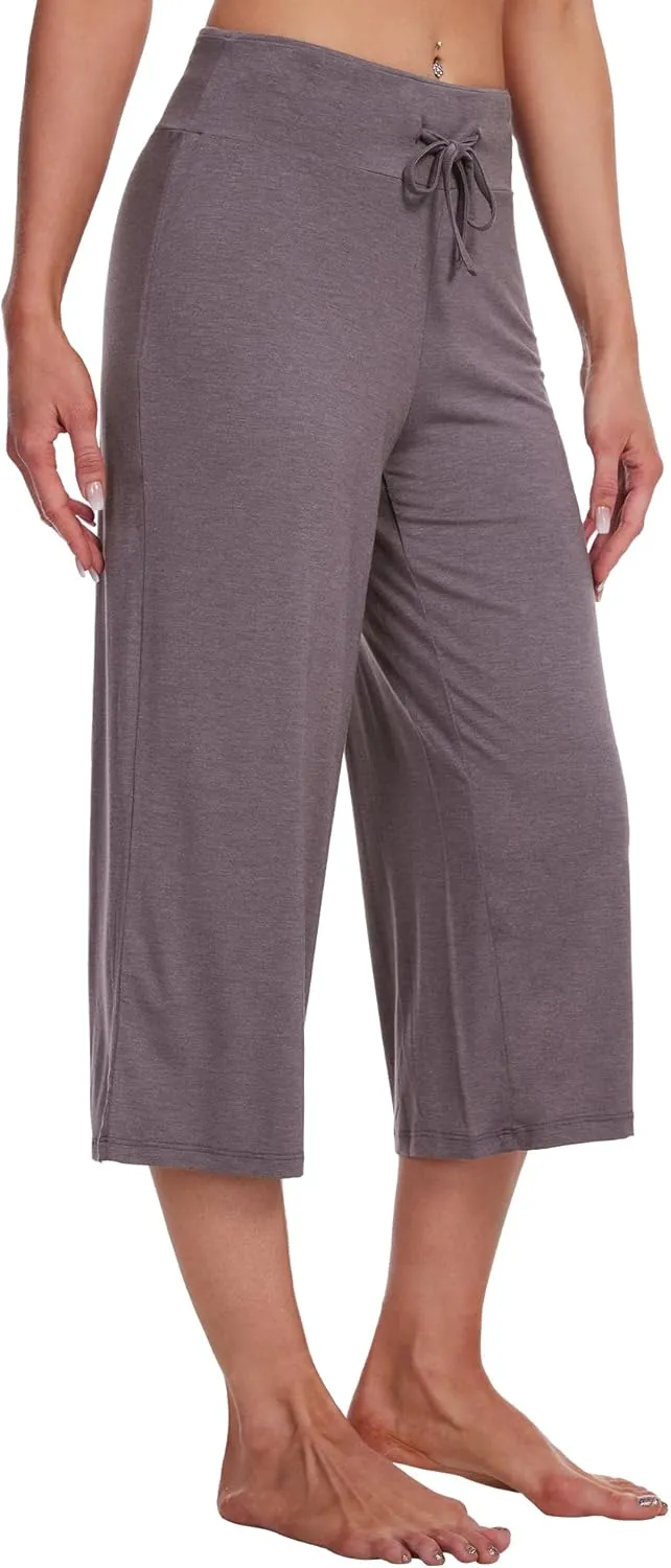 WiWi Women's Capri Pajama Pants Viscose from Bamboo Lounge Casual Bottoms Capris with Drawstring S-XXL