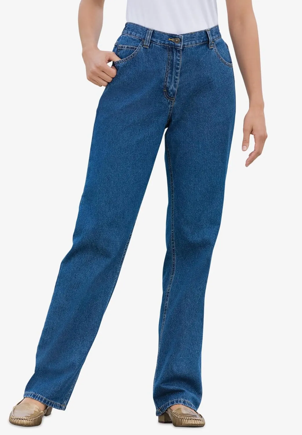 Woman Within Plus Size Perfect Cotton Back Elastic Denim Jean
