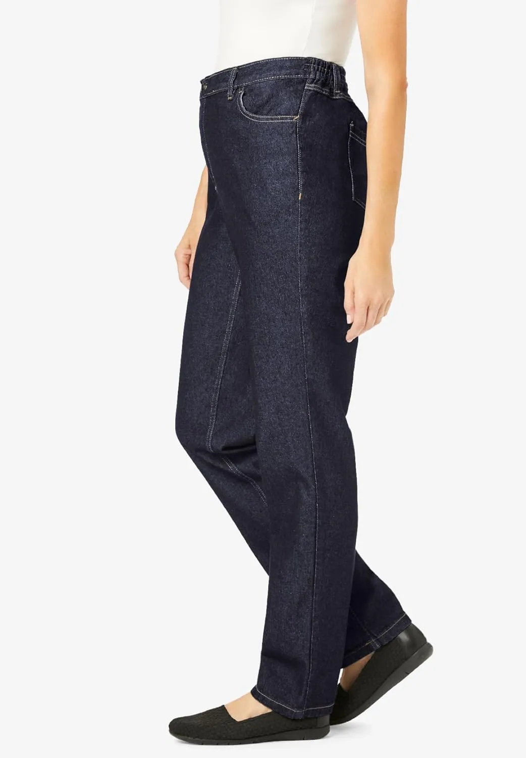 Woman Within Plus Size Perfect Cotton Back Elastic Denim Jean
