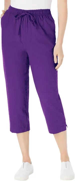 Woman Within Plus Size Seersucker Capri Pant