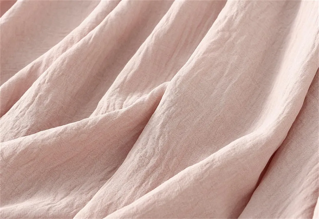 Women Basic Long Skirt High Waist Casual Midi A-Line Skirts Solid Elastic Waist Pleated Skirt