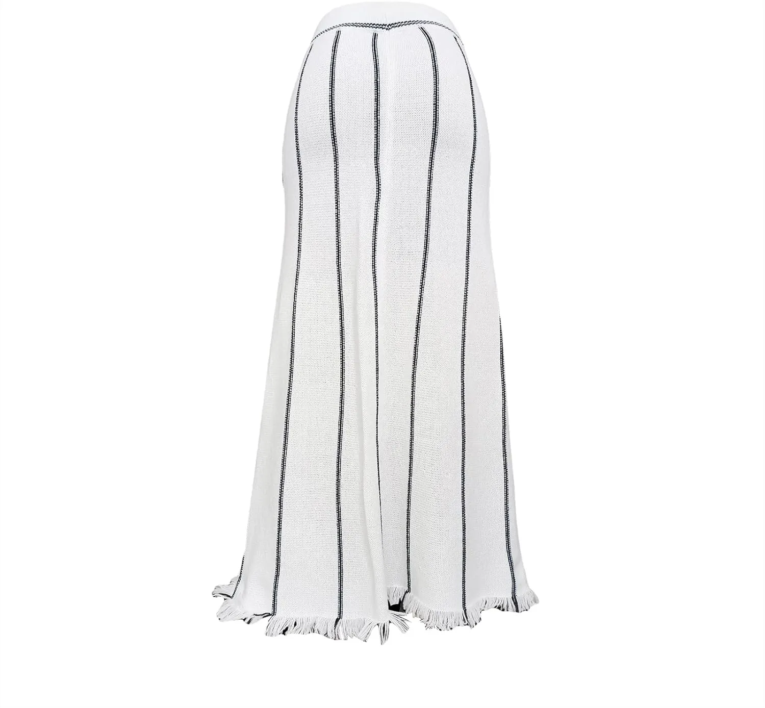 Women Knit Long Skirt Grunge Striped Elastic Waist Knit Skirt Vintage Loose Fit Tassel Y2K Pencil Skirt Dress Streetwear