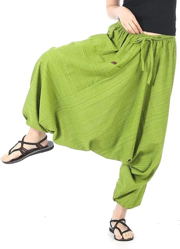 Women Men Cotton Stripe Aladdin Loose Baggy Boho Hippie Harem Pants