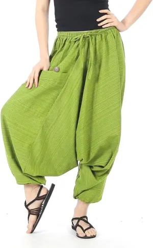 Women Men Cotton Stripe Aladdin Loose Baggy Boho Hippie Harem Pants