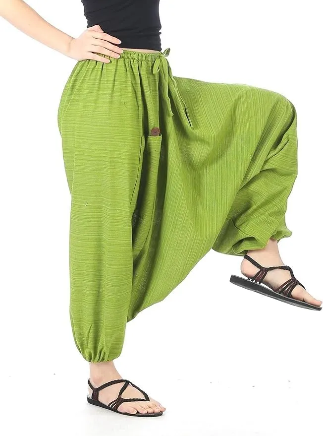 Women Men Cotton Stripe Aladdin Loose Baggy Boho Hippie Harem Pants
