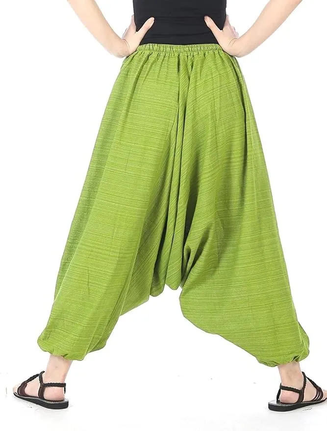 Women Men Cotton Stripe Aladdin Loose Baggy Boho Hippie Harem Pants