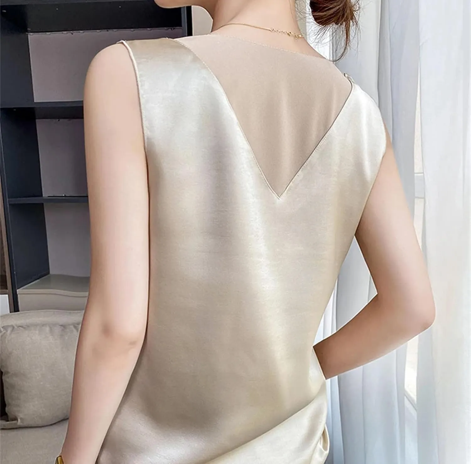 Women Silk Camisole Summer Satin V-Neck Thin Sleeveless Top Fashion Casual Bottoming Shirt